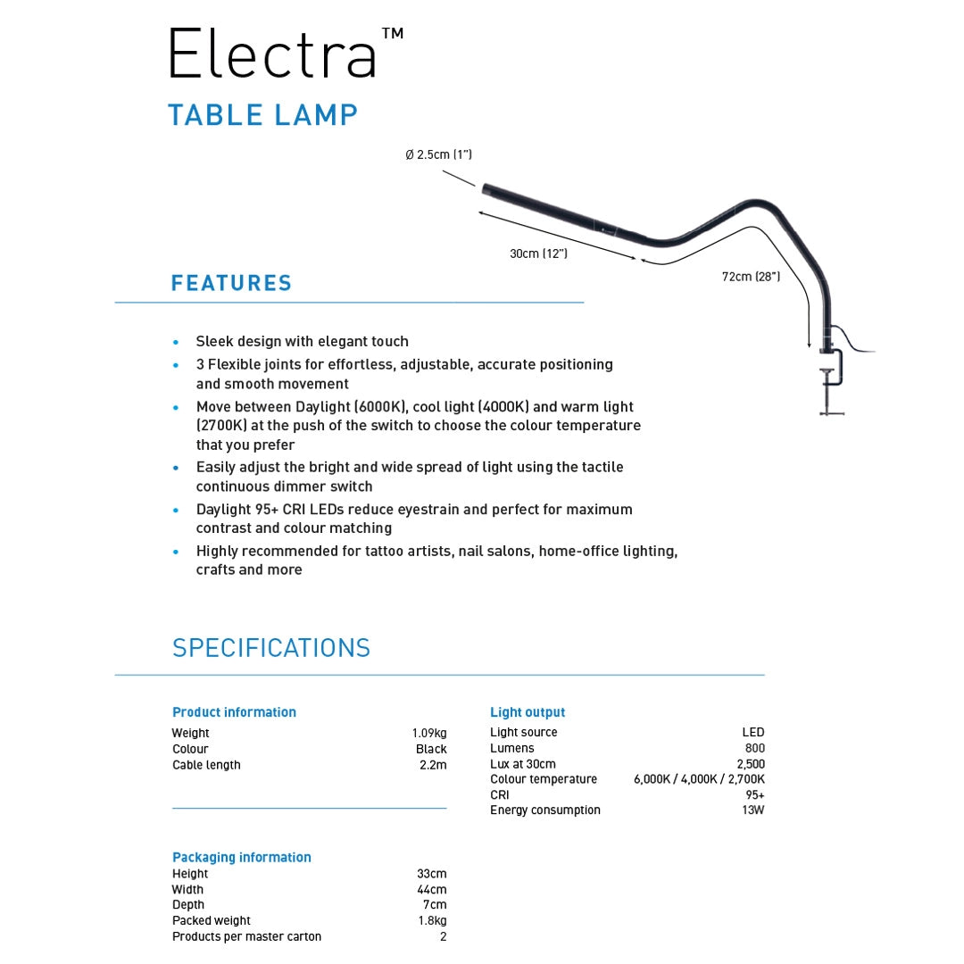 Electra beauty lâmpada com braço flexível